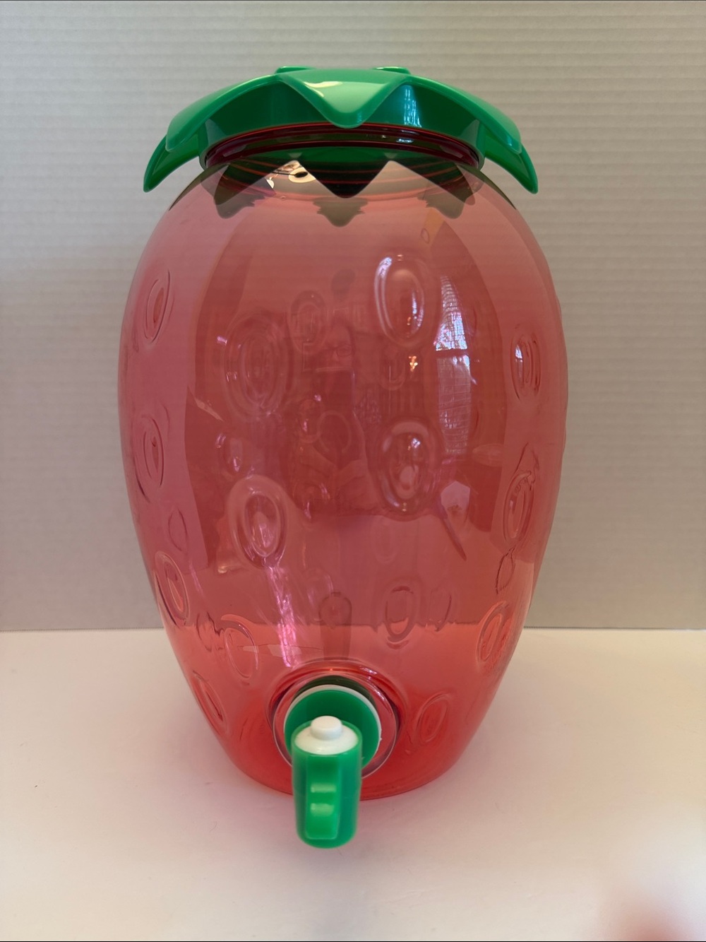 Strawberry 5 Liter Plastic Beverage Dispenser 12” Tall